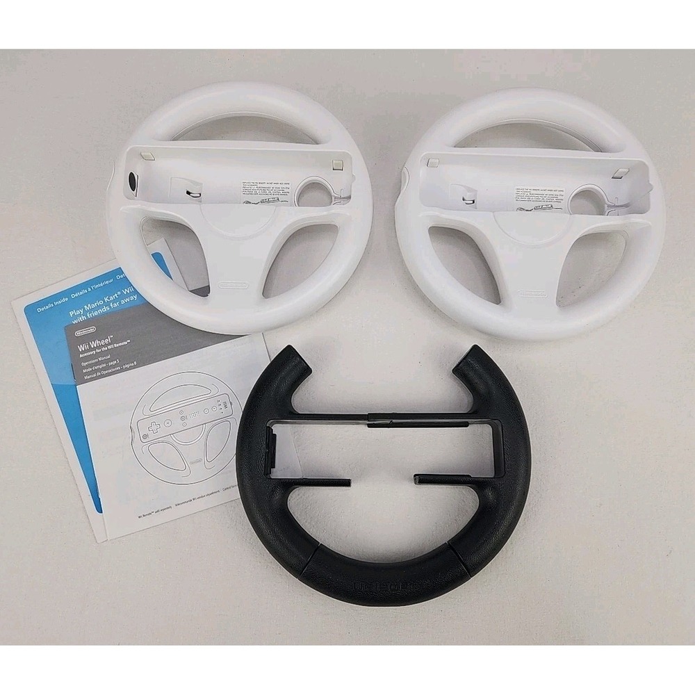 Genuine OEM Nintendo Wii Mario Kart Steering Wheels White RVL-024 Thrustmaster